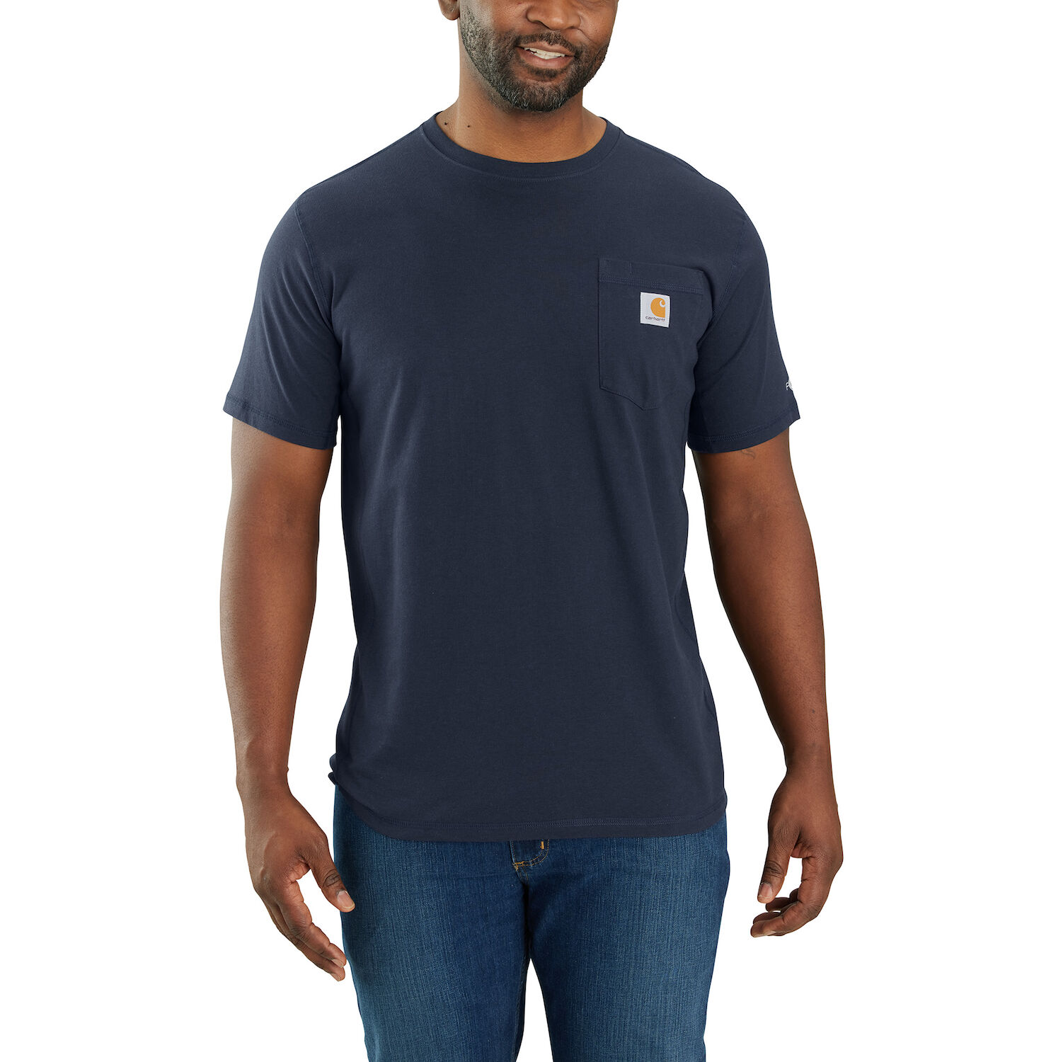 Men's Force® Relaxed Fit Midweight Short-Sleeve Pocket T-Shirt in Navy